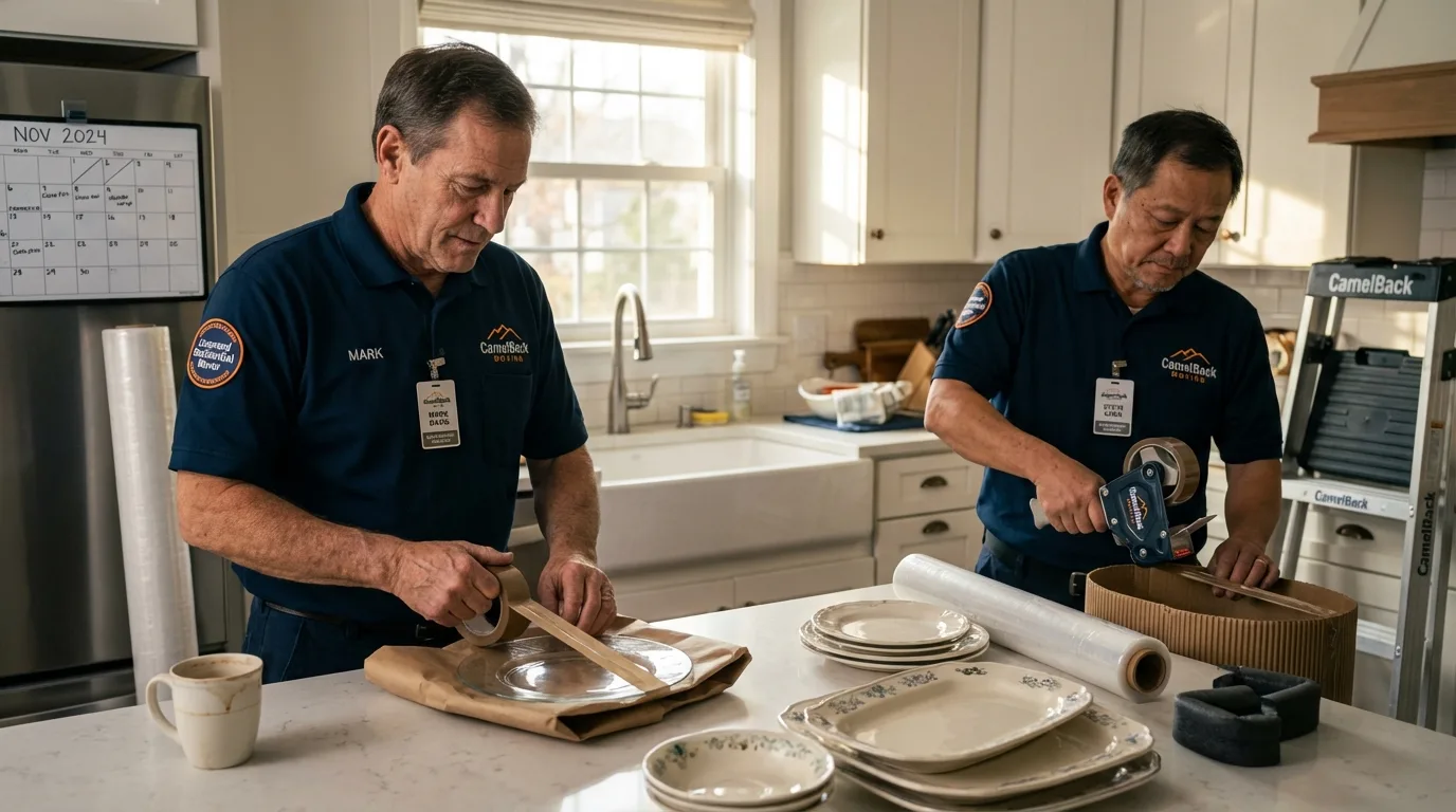 Professional crew packing kitchen dishware in Signal Hill, CA